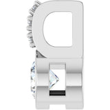 14K Gold Round Natural White Sapphire Accented Bezel-Set Pendant - White Gold - view 3