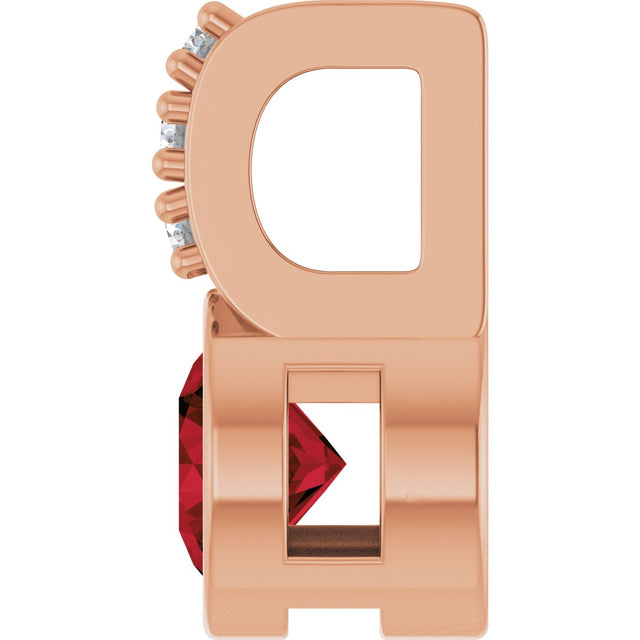 14K Gold Round Natural Mozambique Garnet Accented Bezel-Set Pendant - Rose Gold - view 3