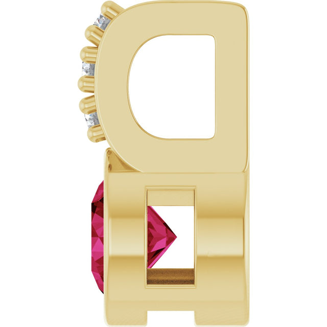 14K Gold Round Natural Ruby Accented Bezel-Set Pendant - Yellow Gold - view 3