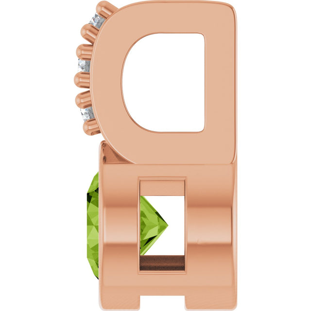14K Gold Round Natural Peridot Accented Bezel-Set Pendant - Rose Gold - view 3