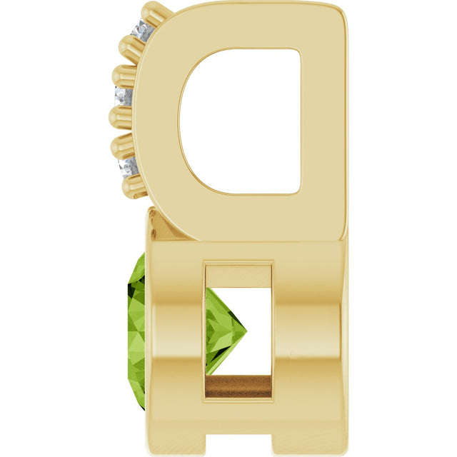 14K Gold Round Natural Peridot Accented Bezel-Set Pendant - Yellow Gold - view 3