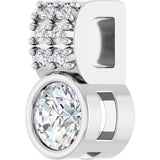 14K Gold Round Natural White Sapphire Accented Bezel-Set Pendant - White Gold - view 2