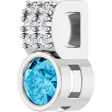 Platinum Round Natural Aquamarine Accented Bezel-Set Pendant - view 2