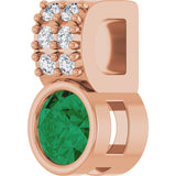 14K Gold Round Natural Emerald Accented Bezel-Set Pendant - Rose Gold - view 2
