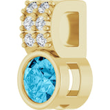 14K Gold Round Natural Aquamarine Accented Bezel-Set Pendant - Yellow Gold - view 2