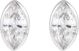 14K Gold Natural Diamond Marquise Bezel-Set Stud Earrings – 3.5x1.75mm - White Gold - view 2