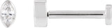14K Gold Natural Diamond Marquise Bezel-Set Stud Earrings – 3.5x1.75mm - White Gold