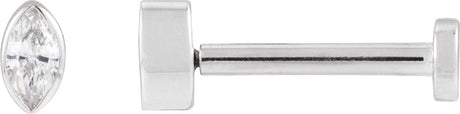 14K Gold Natural Diamond Marquise Bezel-Set Stud Earrings – 3.5x1.75mm - White Gold