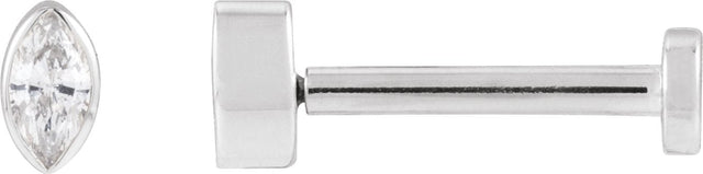 14K Gold Natural Diamond Marquise Bezel-Set Stud Earrings – 3.5x1.75mm - White Gold