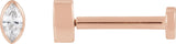 14K Gold Natural Diamond Marquise Bezel-Set Stud Earrings – 3.5x1.75mm - Rose Gold