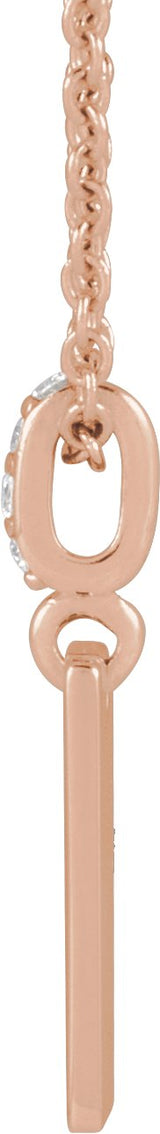 14K Gold Engravable Accented Necklace or Pendant - Rose Gold - view 2