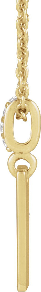 14K Gold Engravable Accented Necklace or Pendant - Yellow Gold - view 2