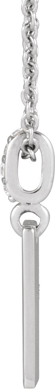 14K Gold Engravable Accented Necklace or Pendant - White Gold - view 2