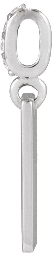 14K Gold Engravable Accented Necklace or Pendant - White Gold - view 2