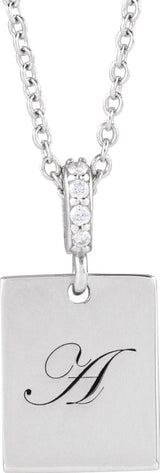 Platinum Engravable Accented Necklace or Pendant - view 3