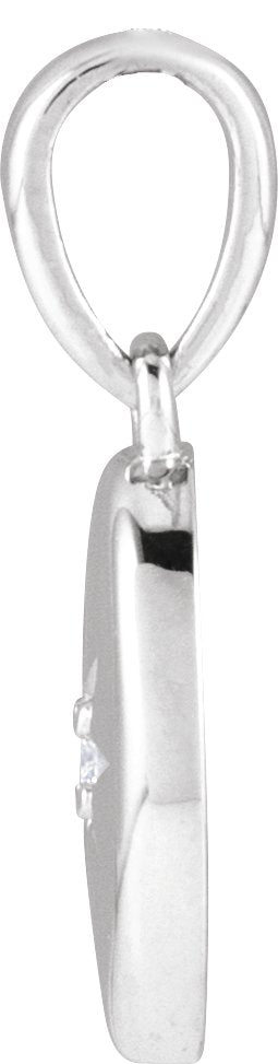 Platinum Round Natural Diamond Accented Star Pendant - view 2