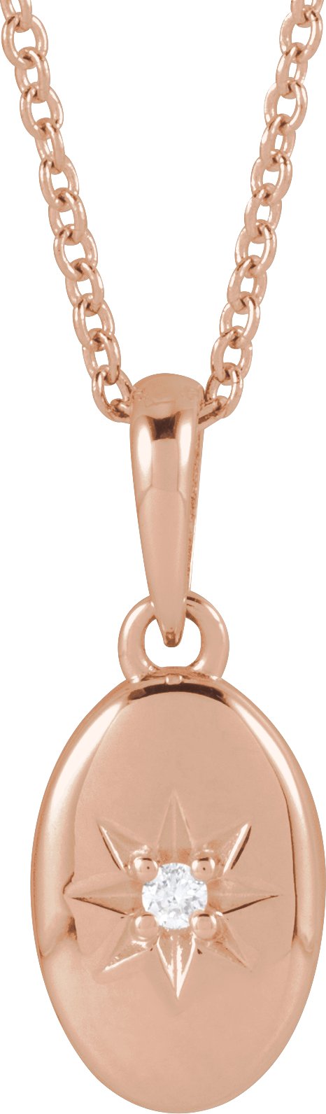 14K Gold Round Natural Diamond Accented Star Pendant – 0.015 CTW - Rose Gold