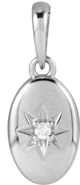 14K Gold Round Natural Diamond Accented Star Pendant – 0.015 CTW - White Gold
