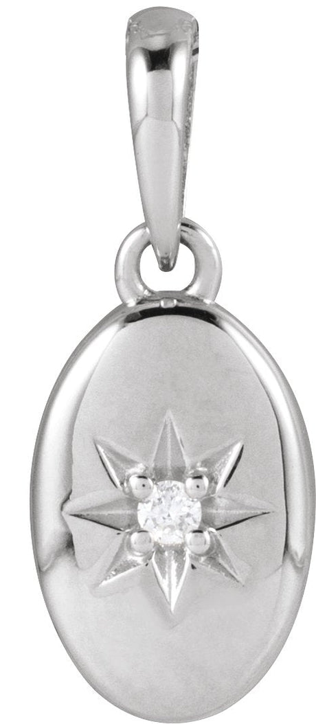 14K Gold Round Natural Diamond Accented Star Pendant – 0.015 CTW - White Gold