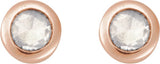 14K Gold Natural Diamond Round Rose-Cut Bezel-Set Earrings - Rose Gold - view 2