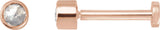 14K Gold Natural Diamond Round Rose-Cut Bezel-Set Earrings - Rose Gold