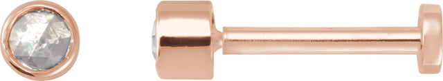 14K Gold Natural Diamond Round Rose-Cut Bezel-Set Earrings - Rose Gold
