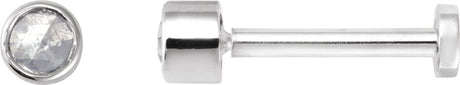 14K Gold Natural Diamond Round Rose-Cut Bezel-Set Earrings - White Gold