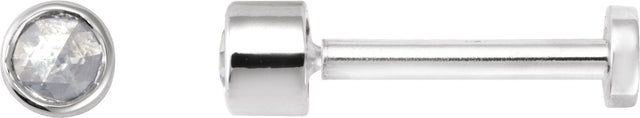14K Gold Natural Diamond Round Rose-Cut Bezel-Set Earrings - White Gold