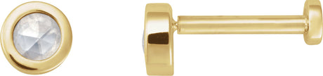 14K Gold Natural Diamond Round Rose-Cut Bezel-Set Earrings - Yellow Gold