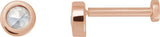 14K Gold Natural Diamond Round Rose-Cut Bezel-Set Earrings - Rose Gold