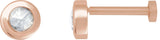 14K Gold Natural Diamond Round Rose-Cut Bezel-Set Earrings - Rose Gold