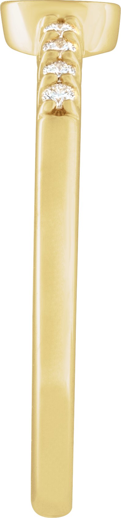 14K Gold Round Natural Diamond Engravable Accented Signet Ring - Yellow Gold - view 2