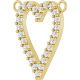 14K Gold Round Lab-Grown Diamond Accented Heart Necklace - Yellow Gold - view 2