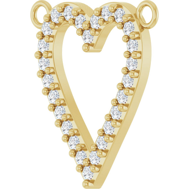 14K Gold Round Lab-Grown Diamond Accented Heart Necklace - Yellow Gold - view 2