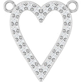 14K Gold Round Lab-Grown Diamond Accented Heart Necklace - White Gold