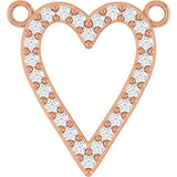 14K Gold Round Lab-Grown Diamond Accented Heart Necklace - Rose Gold