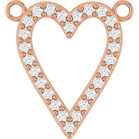 14K Gold Round Lab-Grown Diamond Accented Heart Necklace - Rose Gold