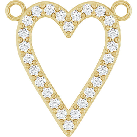 14K Gold Round Lab-Grown Diamond Accented Heart Necklace - Yellow Gold