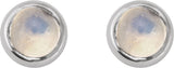 14K Gold Natural Rainbow Moonstone Round Rose-Cut Bezel-Set Earrings - White Gold - view 2
