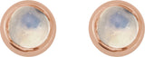 14K Gold Natural Rainbow Moonstone Round Rose-Cut Bezel-Set Earrings - Rose Gold - view 2