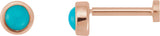14K Gold Natural Turquoise Round Rose-Cut Bezel-Set Earrings - Rose Gold