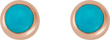 14K Gold Natural Turquoise Round Rose-Cut Bezel-Set Earrings - Rose Gold - view 2