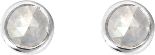 14K Gold Natural Diamond Round Rose-Cut Bezel-Set Earrings - White Gold - view 2