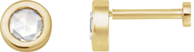 14K Gold Natural Diamond Round Rose-Cut Bezel-Set Earrings - Yellow Gold