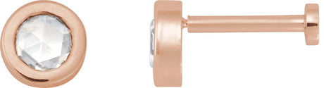 14K Gold Natural Diamond Round Rose-Cut Bezel-Set Earrings - Rose Gold