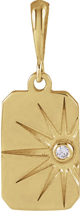 14K Gold Round Natural Diamond Accented Sun Necklace or Pendant - Yellow Gold