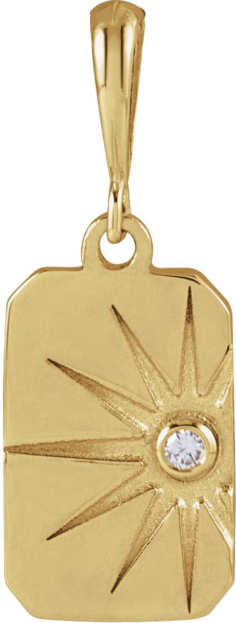 14K Gold Round Natural Diamond Accented Sun Necklace or Pendant - Yellow Gold