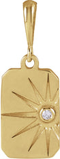 14K Gold Round Natural Diamond Accented Sun Necklace or Pendant - Yellow Gold