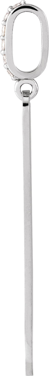Platinum Round Natural Diamond Engravable Bar Necklace - view 2