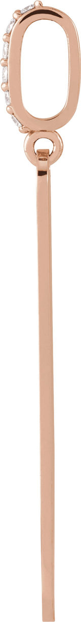 14K Gold Round Natural Diamond Engravable Bar Necklace – 0.05 CTW - Rose Gold - view 2